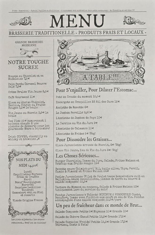 Le Clavelin la Grande Brasserie Moderne - Menu Image 1